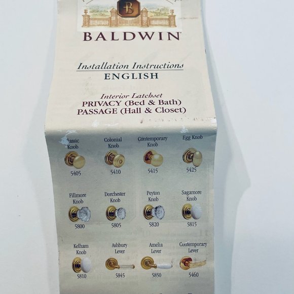 Baldwin Polished Chrome Complete Privacy Knob Latch Set Made In USA Original Box - Picture 6 of 8